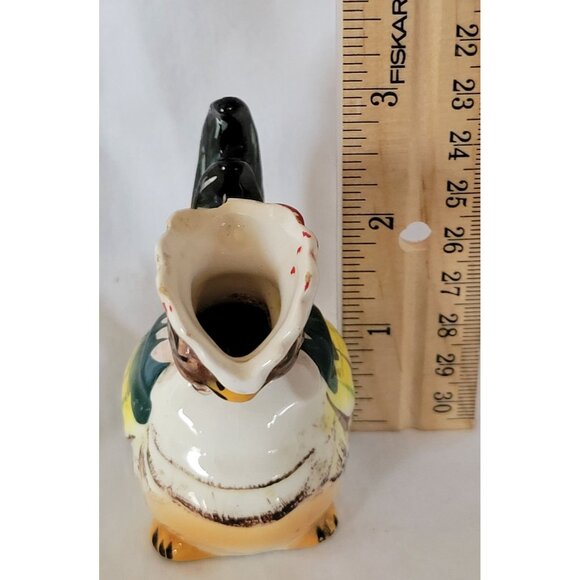 Vintage 1950s Hand-Painted Miniature Ceramic Rooster Pitcher Jug 3" Tall Japan - Picture 3 of 9